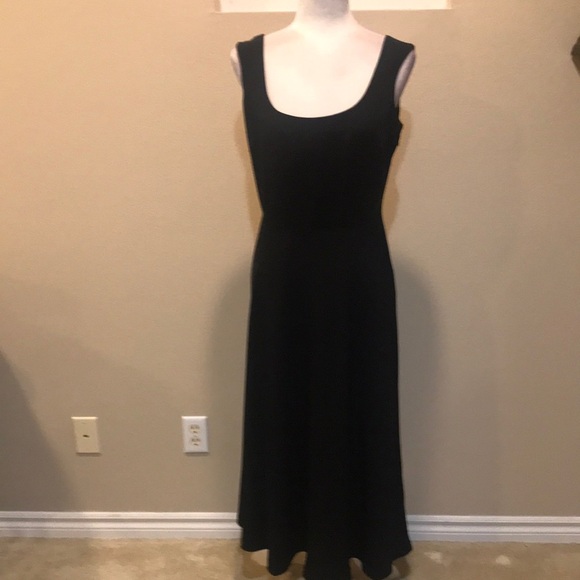 Ralph Lauren Black Square Tank Neckline Fit & Flare Lined Ankle Length Dress-10 - Picture 1 of 13